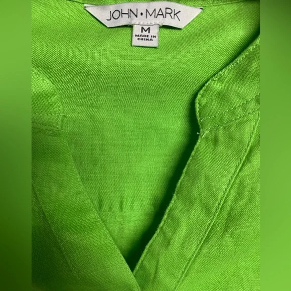 NEW John Mark Linen Lime Green Top Tunic Size M - Picture 6 of 7